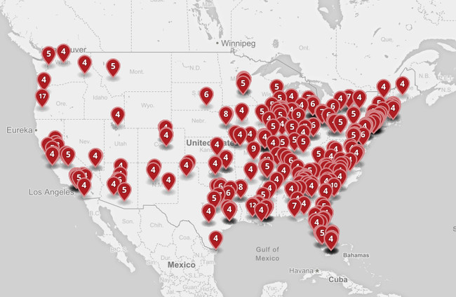 An accurate representation of mass shootings in the United States since January, however, looks more like this. There have been upwards of 355 in total.