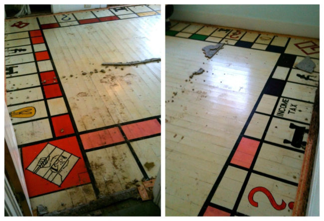 When this family ripped up a carpet, they found a giant Monopoly board.