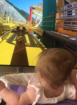 That's what these parents were aiming for when they decided to take their six-month-old daughter, Holly, on her first roller coaster ride and record the experience. If this appears dangerous to you, trust me -- it's not what you think.