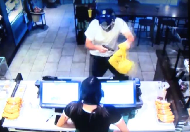 A man now identified as Ryan Flores walked in wearing a Transformers mask, wielding a knife and a toy gun to rob the Starbucks location. 