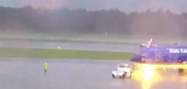 Dunn was one of three grounds workers on the tarmac during the severe storm.