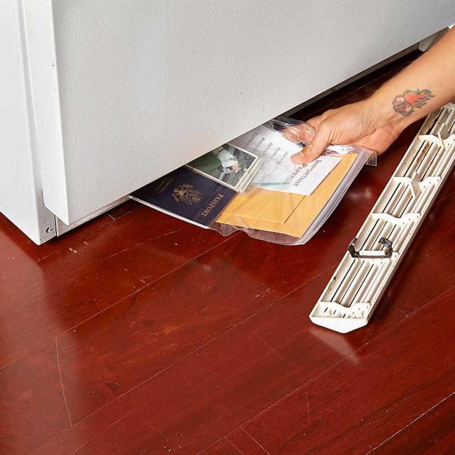 Hide things under your refrigerator.