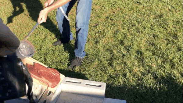 While the molten aluminum didn't cook the steak through, it had an awesome effect.