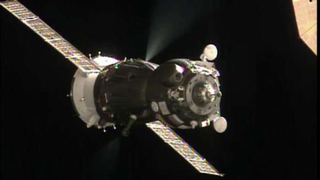 While approaching the ISS, the Soyuz's automatic docking system had a problem. This forced the pilot to switch into manual controls.