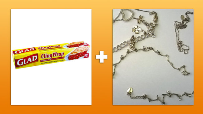 Place your jewelry in a straight line between two sheets of cling wrap when you travel.