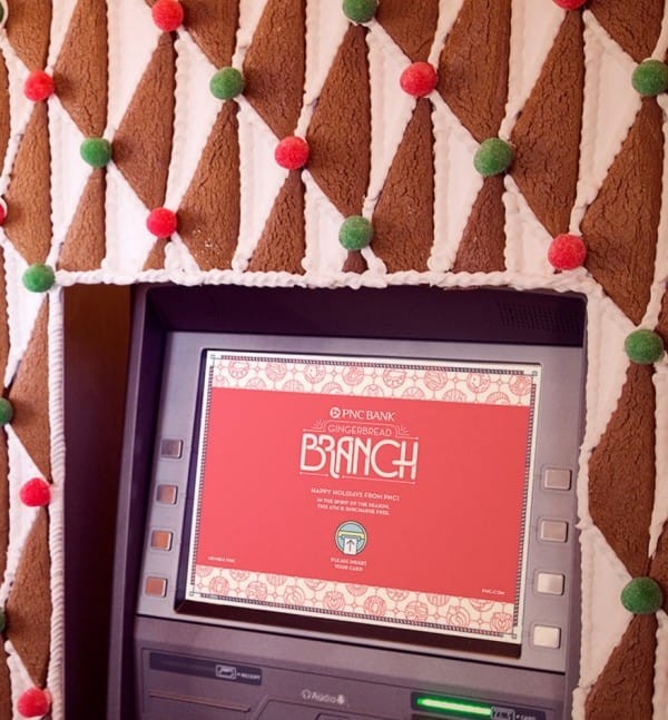 There's even a working ATM that's coated in gingerbread, frosting, and gumdrops.
