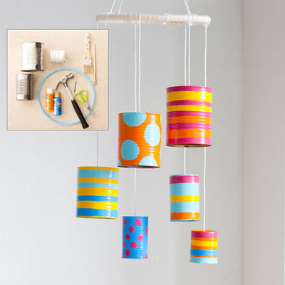 You can also make this <a href="http://www.allyou.com/budget-home/crafts/tin-can-wind-chime" target="_blank">colorful version</a> for your baby's crib.
