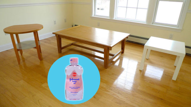 A gentle but effective wooden furniture polish, you can buff pieces with baby oil.