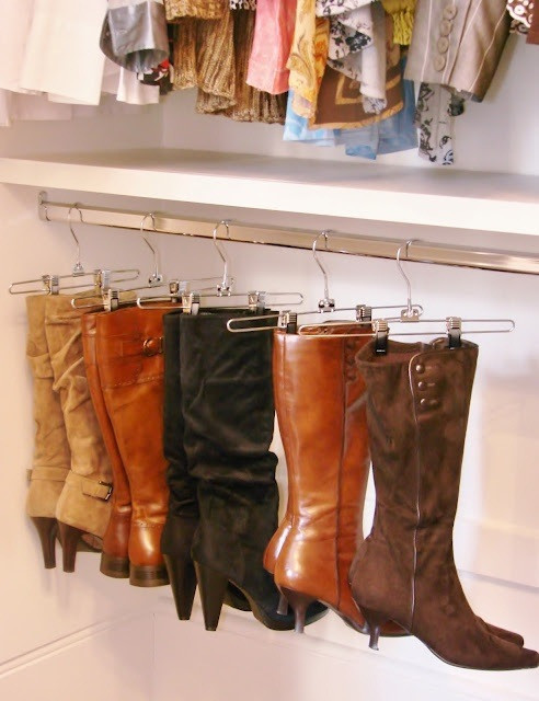 Use hangers to keep your boots in shape.
