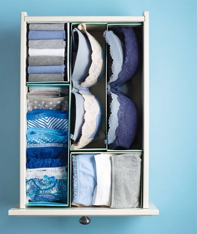 Old shoe boxes help organize your drawers.