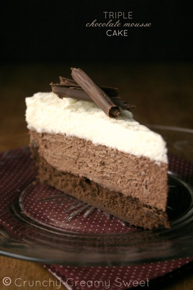 Anything with three kinds of <a href="http://www.crunchycreamysweet.com/triple-chocolate-mousse-cake-recipe-card/" target="_blank">chocolate mousse</a> in it is a win in my book.