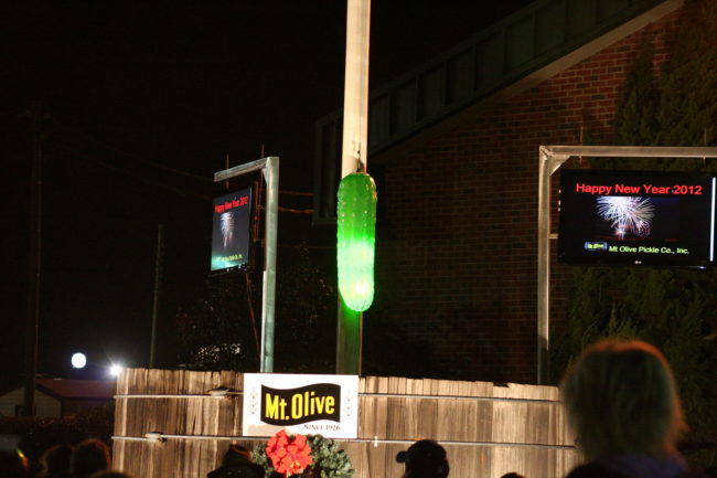 In Mount Olive, North Carolina, the New Year's Day pickle is dropped at the stroke of midnight.