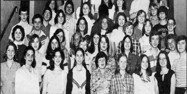 However, they were caught in the act about halfway though. They managed to sneak Jeffrey into this group shot of the National Honor Society, but a teacher spotted him and blacked his face out with a marker.