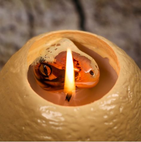 But when you light the wick, things start getting awesomely weird. This thing helps you safely invite prehistoric monsters into your home, because who doesn't want that?