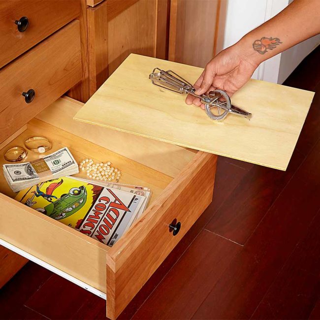 Make a fake drawer bottom.