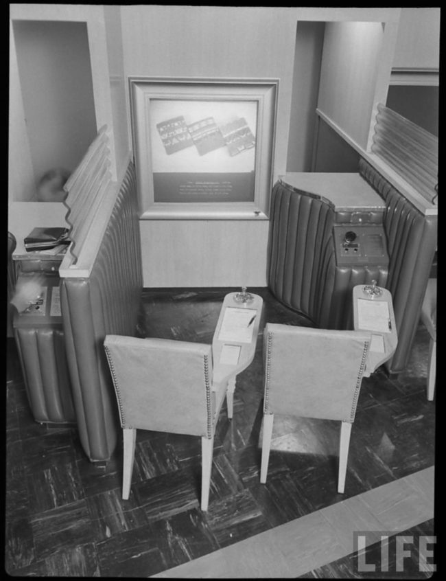The first patrons were shocked when they entered the building and saw nothing but chairs and television screens. That's when employees helped them take part in the most inventive shopping experiment of its time.