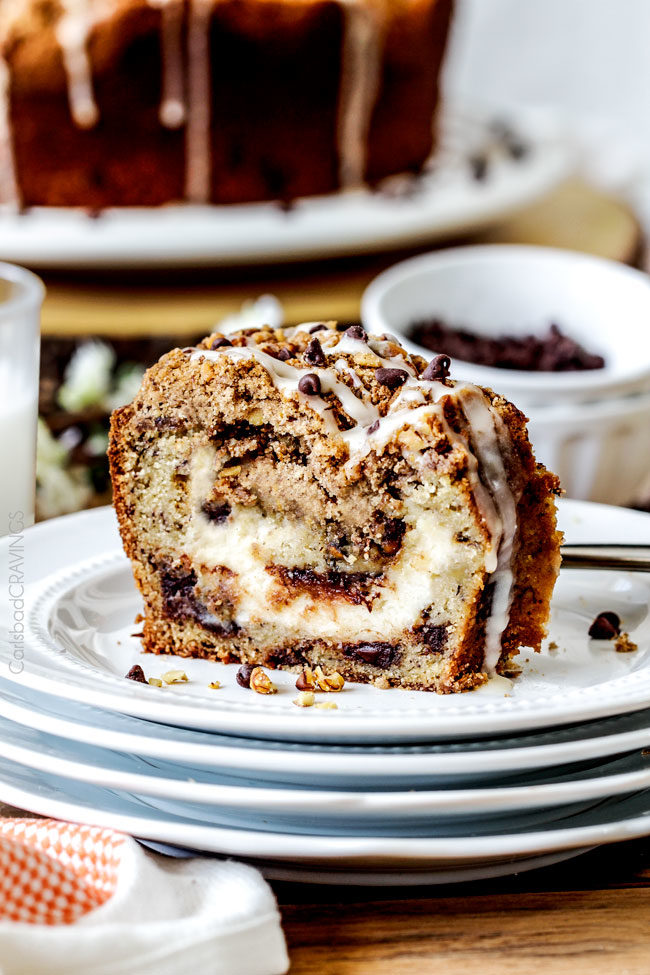 Kick things up a notch with this cream cheese, chocolate chip, and banana-stuffed <a href="http://www.carlsbadcravings.com/cream-cheese-stuffed-chocolate-chip-banana-coffee-cake-recipe/" target="_blank">coffee cake</a>.