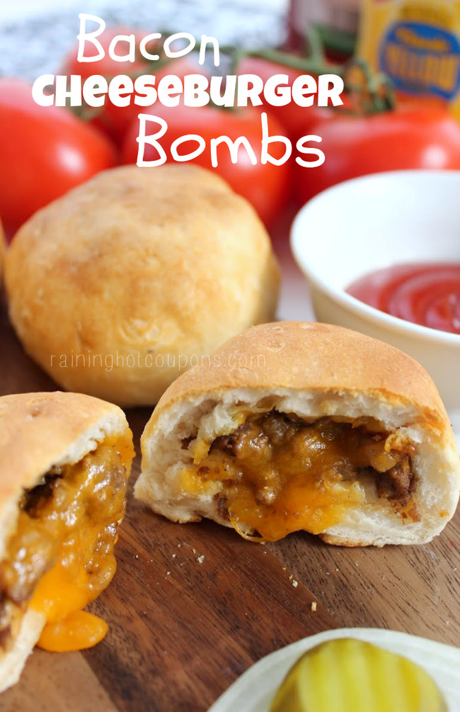 These <a href="http://www.raininghotcoupons.com/bacon-cheeseburger-bombs/" target="_blank">beefy babies</a> are sure to satisfy that burger craving. 