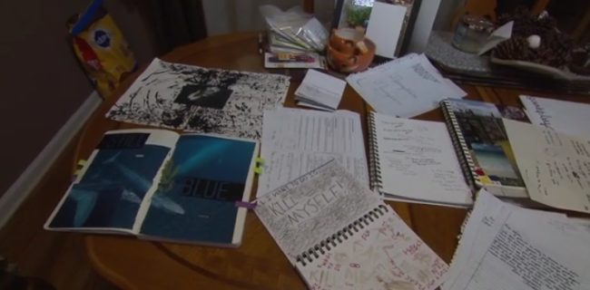 After the girl died, her brother started going through her things to search for signs her family may have missed. He uncovered many disturbing drawings and journal entries containing suicidal statements, words written in Russian, and a photo of a blue whale with the phrase, "I am a blue whale."